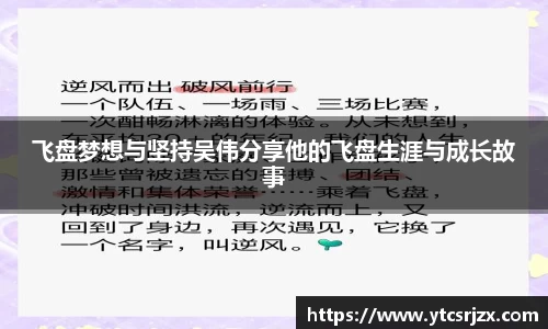 飞盘梦想与坚持吴伟分享他的飞盘生涯与成长故事